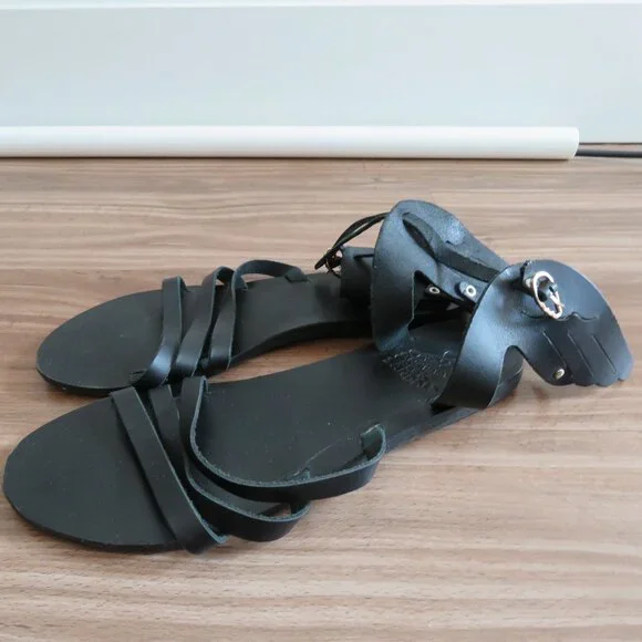 ANCIENT GREEK SANDALS Ikaria Wing Open Toe Sandals in Black Leather Size US 11 - Picture 2 of 13